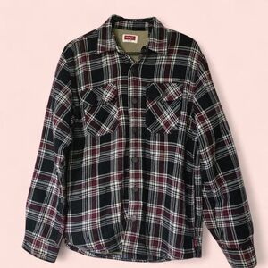 Men’s Wrangler Sherpa Lined Plaid Shacket Small
